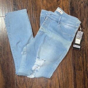 Colombian Blue Distressed Boyfriend Jeans